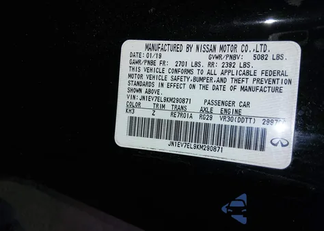 2019 Infiniti Q60 3.0T Luxe from USA, damaged, VIN JN1EV7EL9KM290871